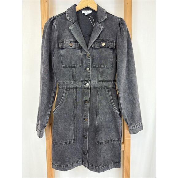 Gilli Dresses & Skirts - NWT Gilli Black Denim Button Up Dress w/ Pockets #1403 Size SMALL